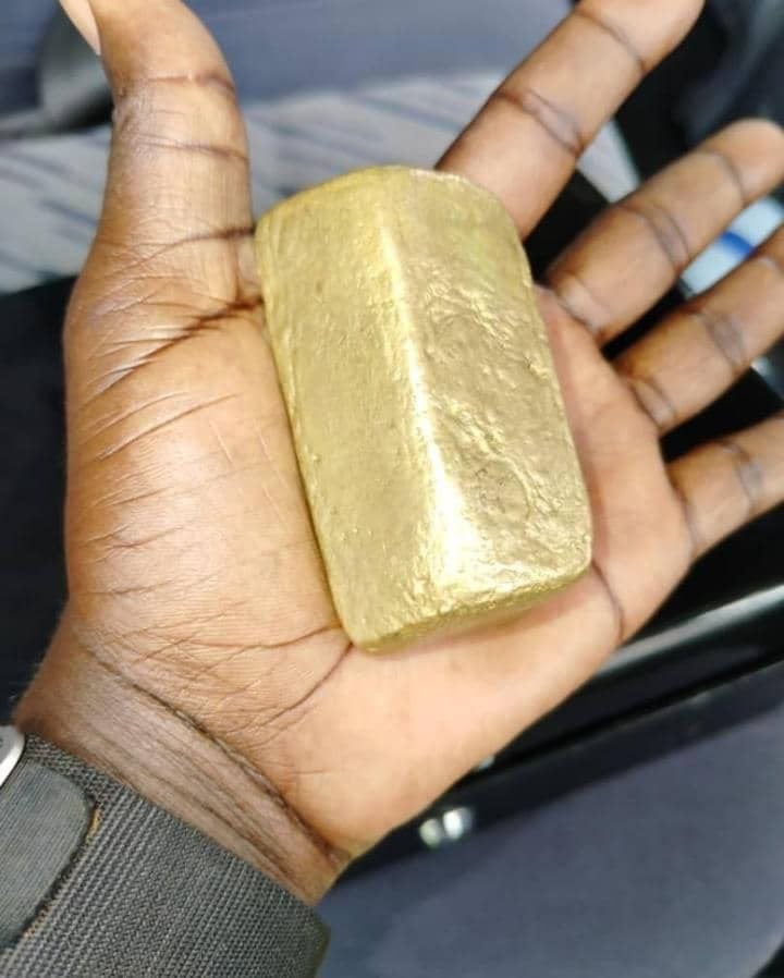 Gold bar held as part of Mpondwe Mining Company mineral supply